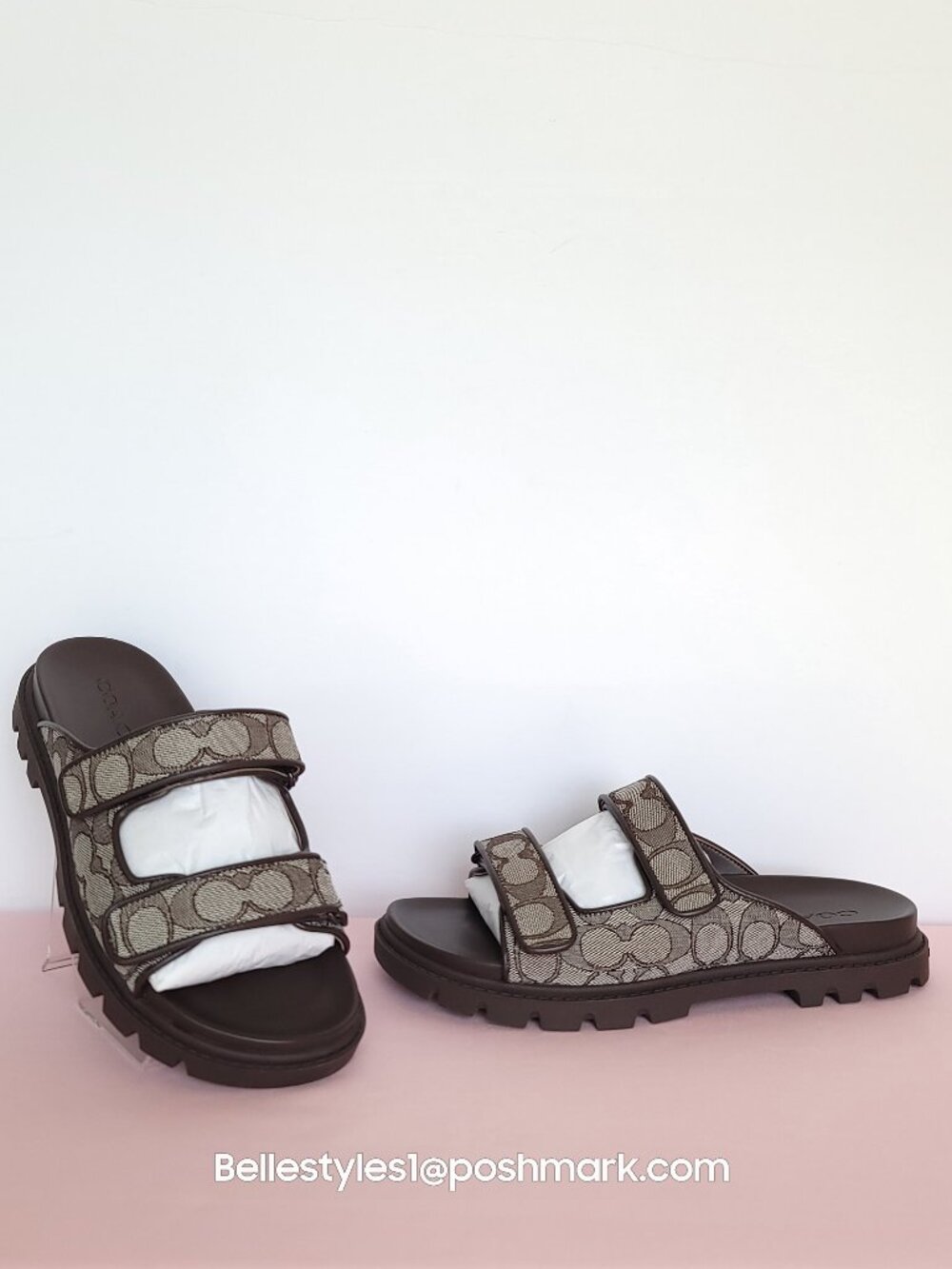 COACH Two-Band Sport Slide In Signature Jacquard- Women’s Size 9B- Oak/Maple 🎈⭐
